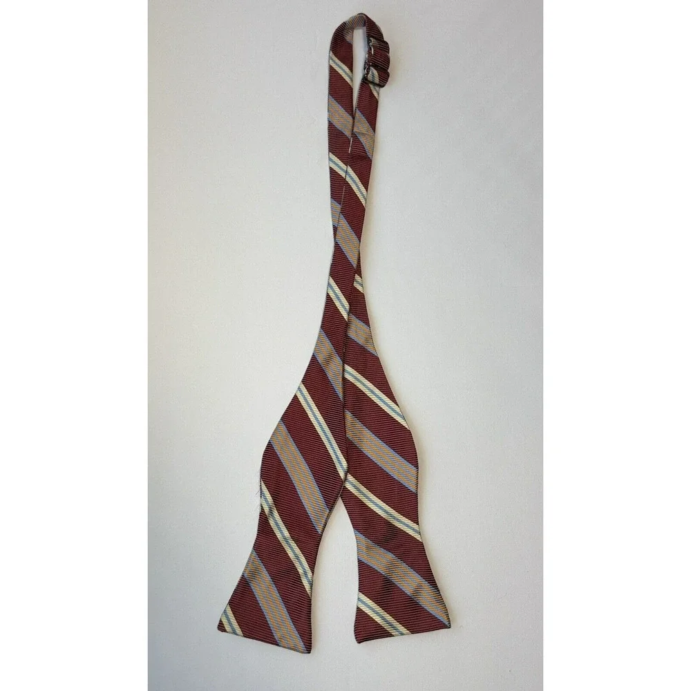 Robert Talbott Men's 100% Silk Adjustable Bow Tie Burgundy/Orange/Cream/Blue USA